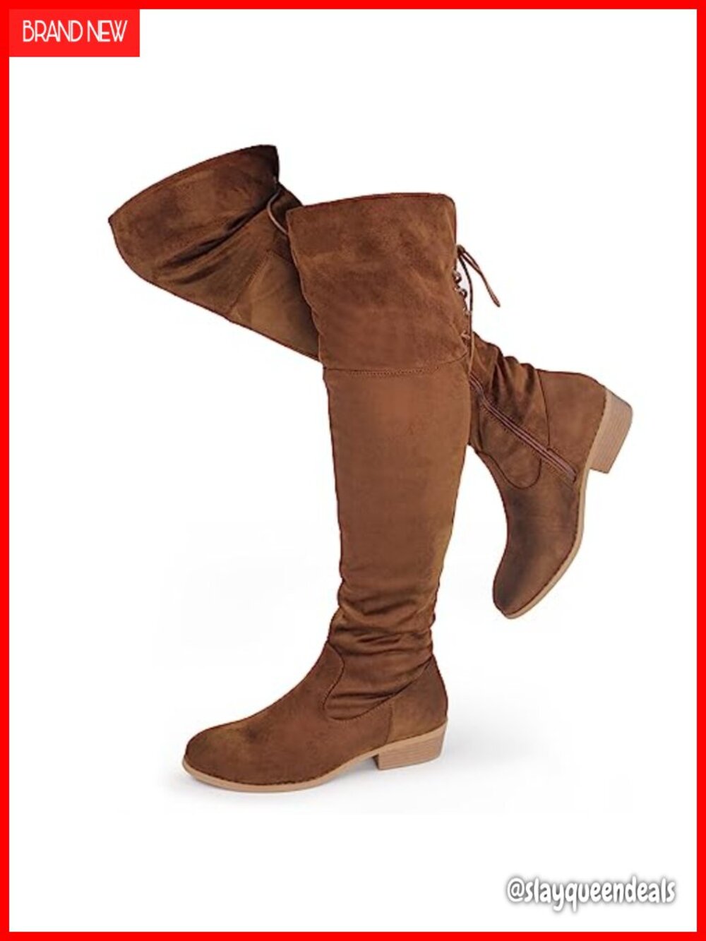 Hawkwell Over the Knee Thigh High Boots Faux Suede Low Flat Heel
